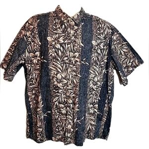 #91 Cooke Street Hawaiian Shirt Camp Men's 2XL Reverse Print Black Polynesian